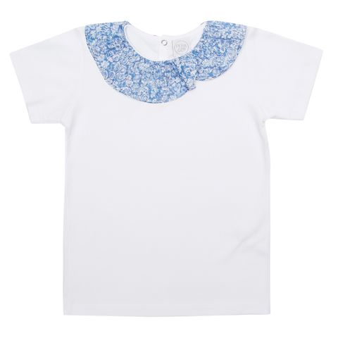 T-shirt, White, Clothing, Blue, Product, Sleeve, Neck, Top, Pattern, Blouse, 