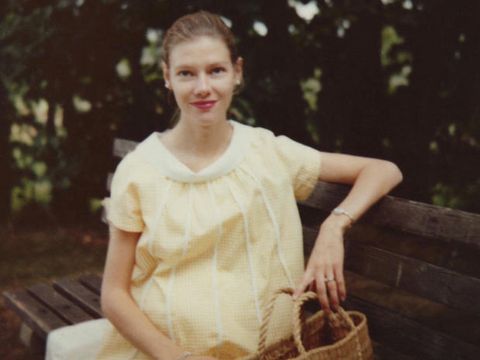Basket, Dress, Sitting, Wicker, Storage basket, Beauty, Vintage clothing, Picnic basket, Home accessories, Fawn, 