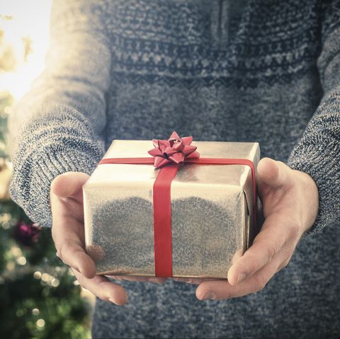 christmas charity- Person holding christmas gift