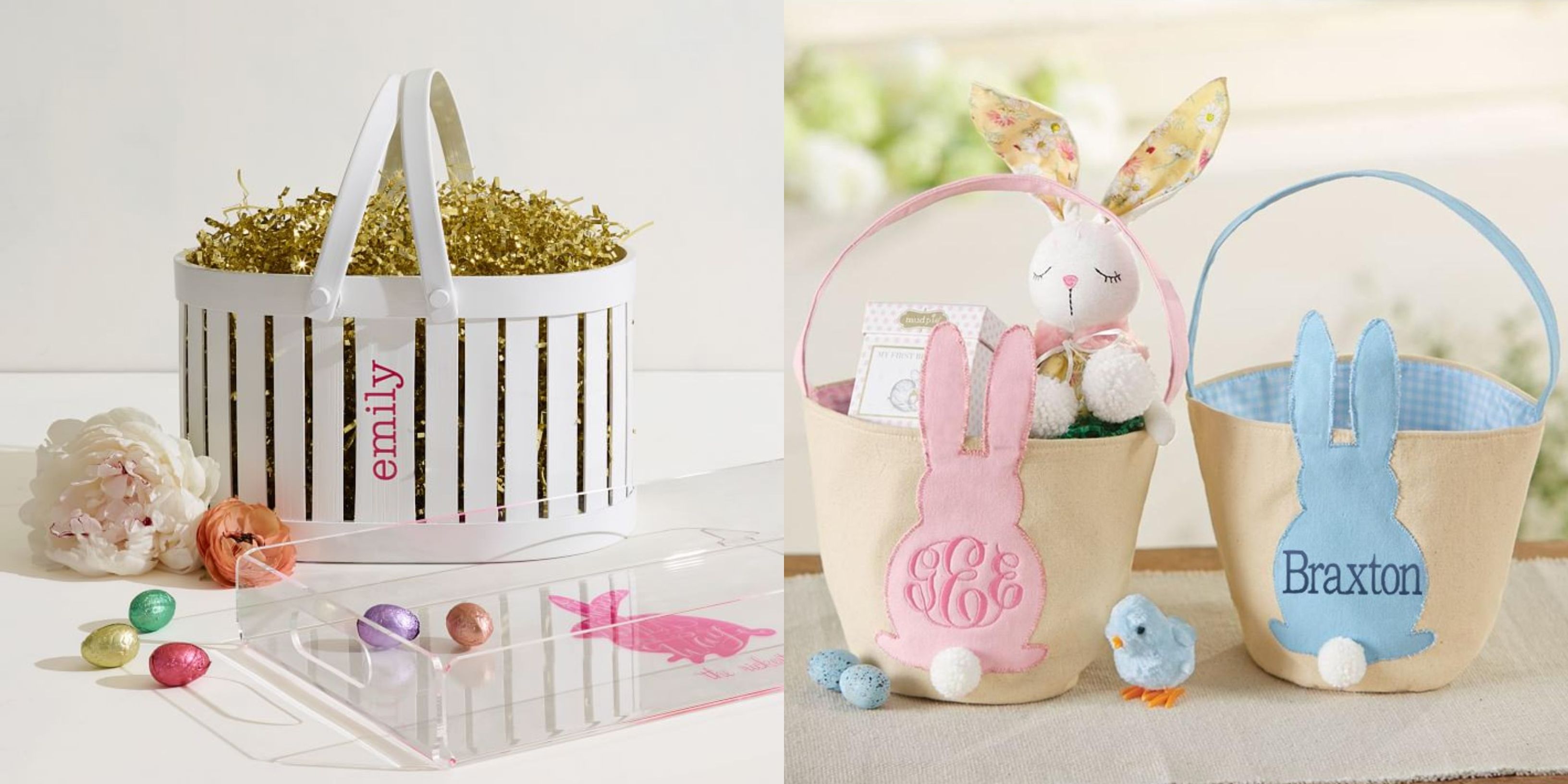 Pink & Blue Easter Basket for Kids Easter Bunny Bag Easter Decorations 