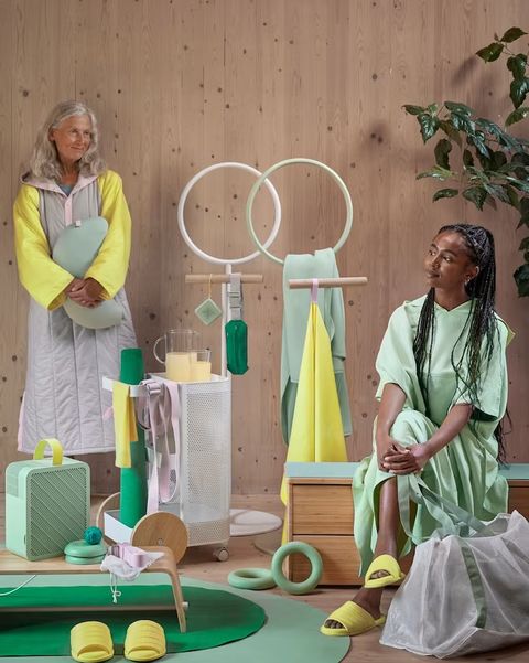 a couple of women in dresses surrounded by ikea dajlien collection