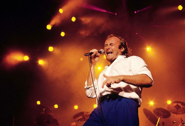 australia   circa 1985  photo of phil collins performing live on stage in sydney, australia circa 1985  photo by bob kingredferns