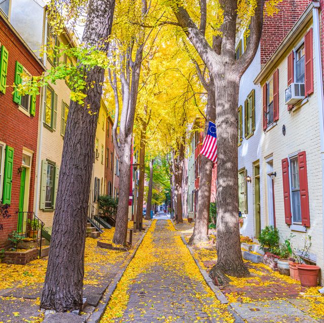 philadelphia, pennsylvania, usa autumn neighborhood streets
