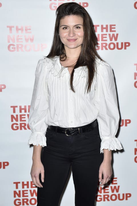 phillipa soo wearing white blouse and black jeans