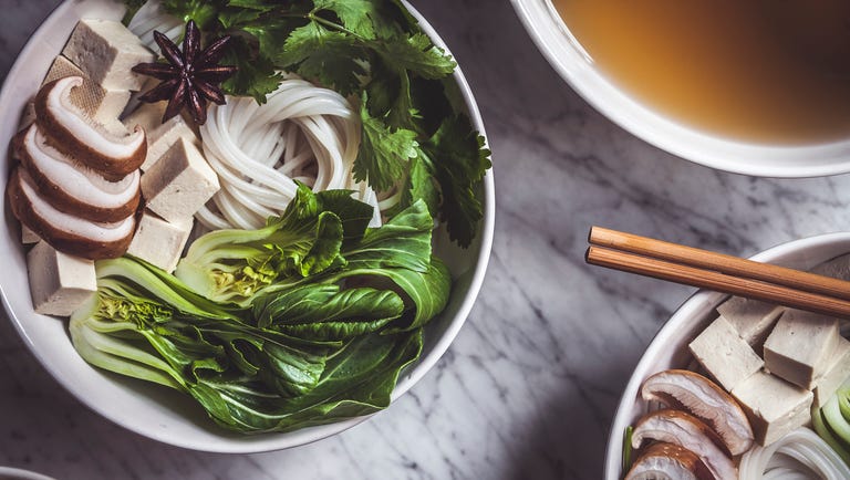 Pho Soup Bowls Being Prepared