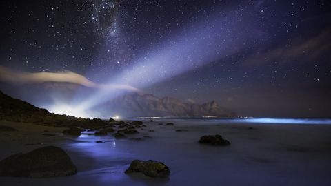 Phosphor lights up a beach - Dappat se gat, Kogelberg, Western Cape, South Africa