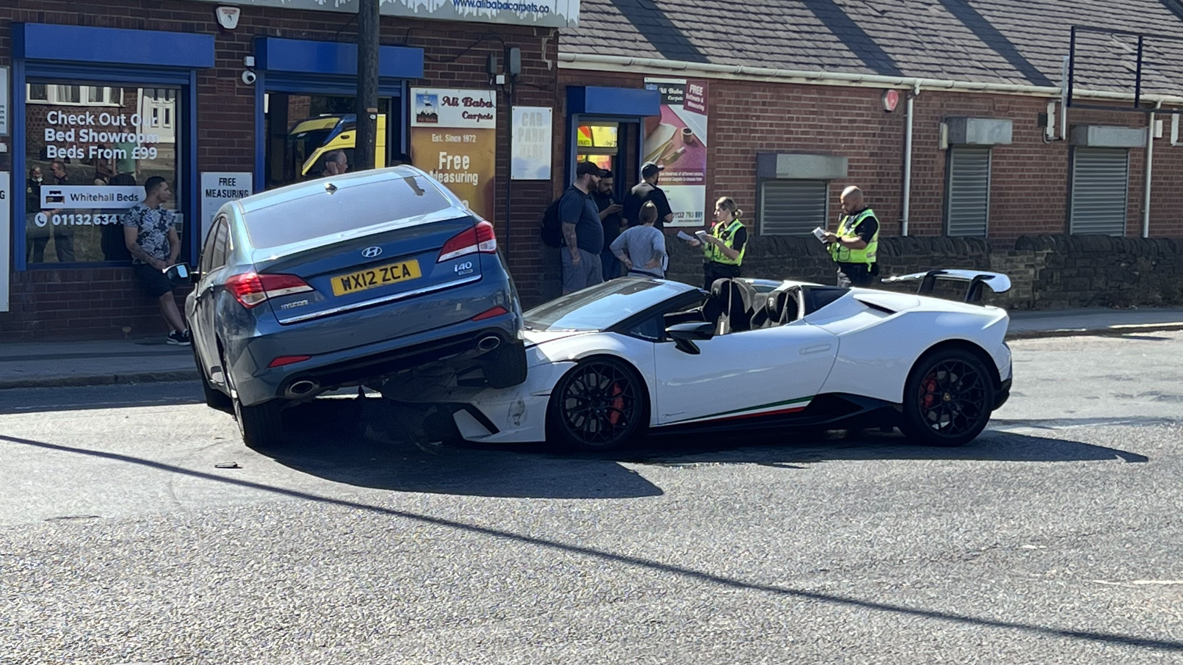 Video: Lamborghini Seriously Damaged After Hyundai Drives Over Hood