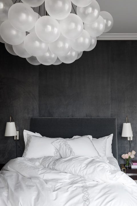 grey velvet walls in bedroom