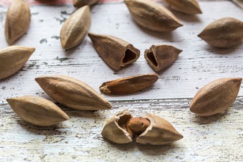 pili nuts on wood