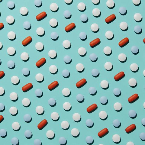 pills and painkillers on a grid