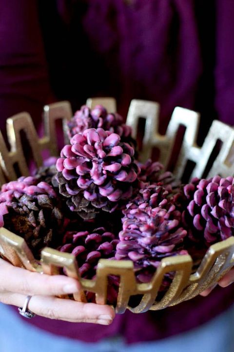 Purple Wax-Dipped Pinecones