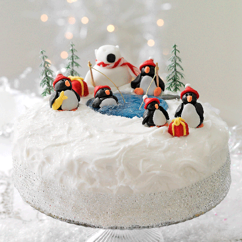  Christmas  cake  decoration  penguins and a polar bear
