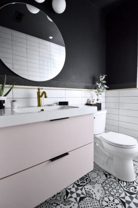 Pink Bathroom Ideas 2022, Grey Bathtub And Toilet Seat