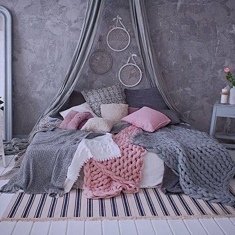 pink grey bedroom
