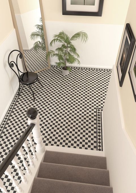 victorian mosaics black  white checkerboard tiles, the london tile co
