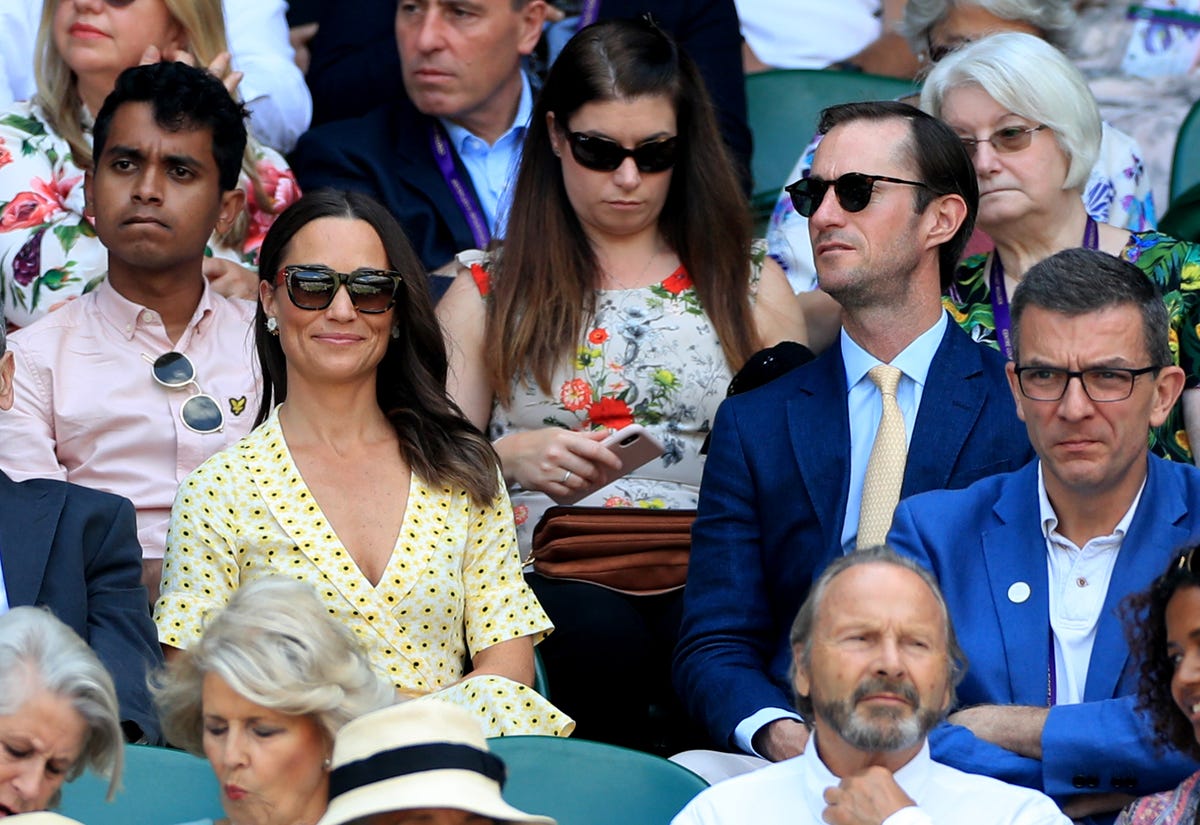 Pippa Middleton Wears Yellow Ganni Wrap Dress at Wimbledon