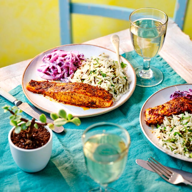 piri piri salmon with herby rice