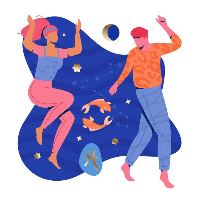 pisces couple zodiac illustration
