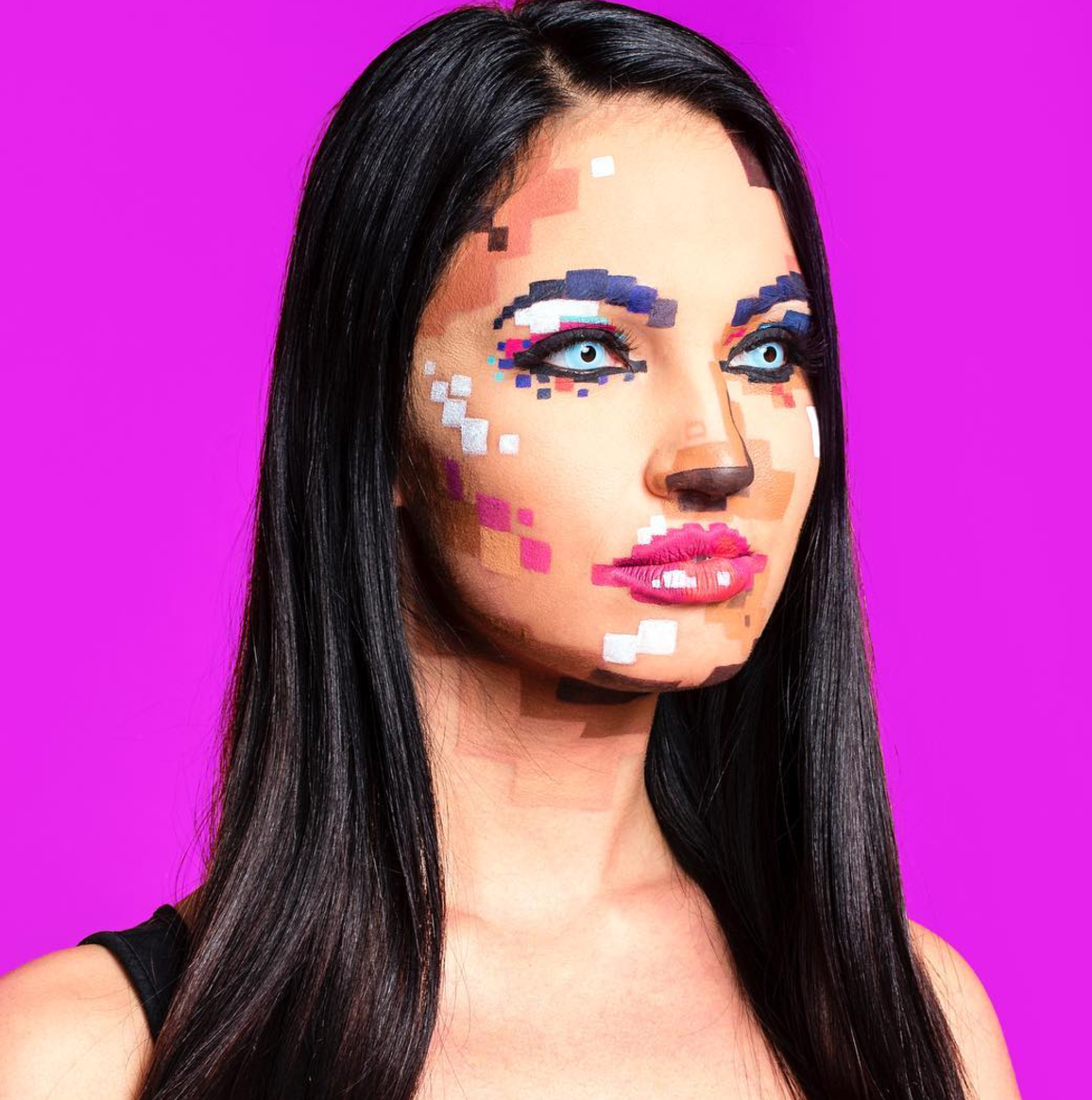 Pixel Makeup Might Be The Perfect Low Key Halloween Costume