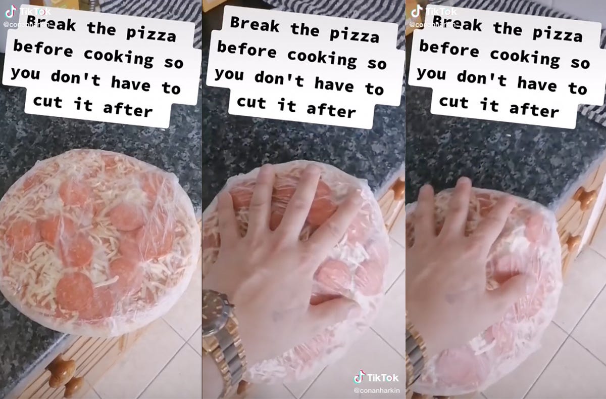 This TikTok Hack For Breaking Pizza While It's Still Frozen Is Wild 