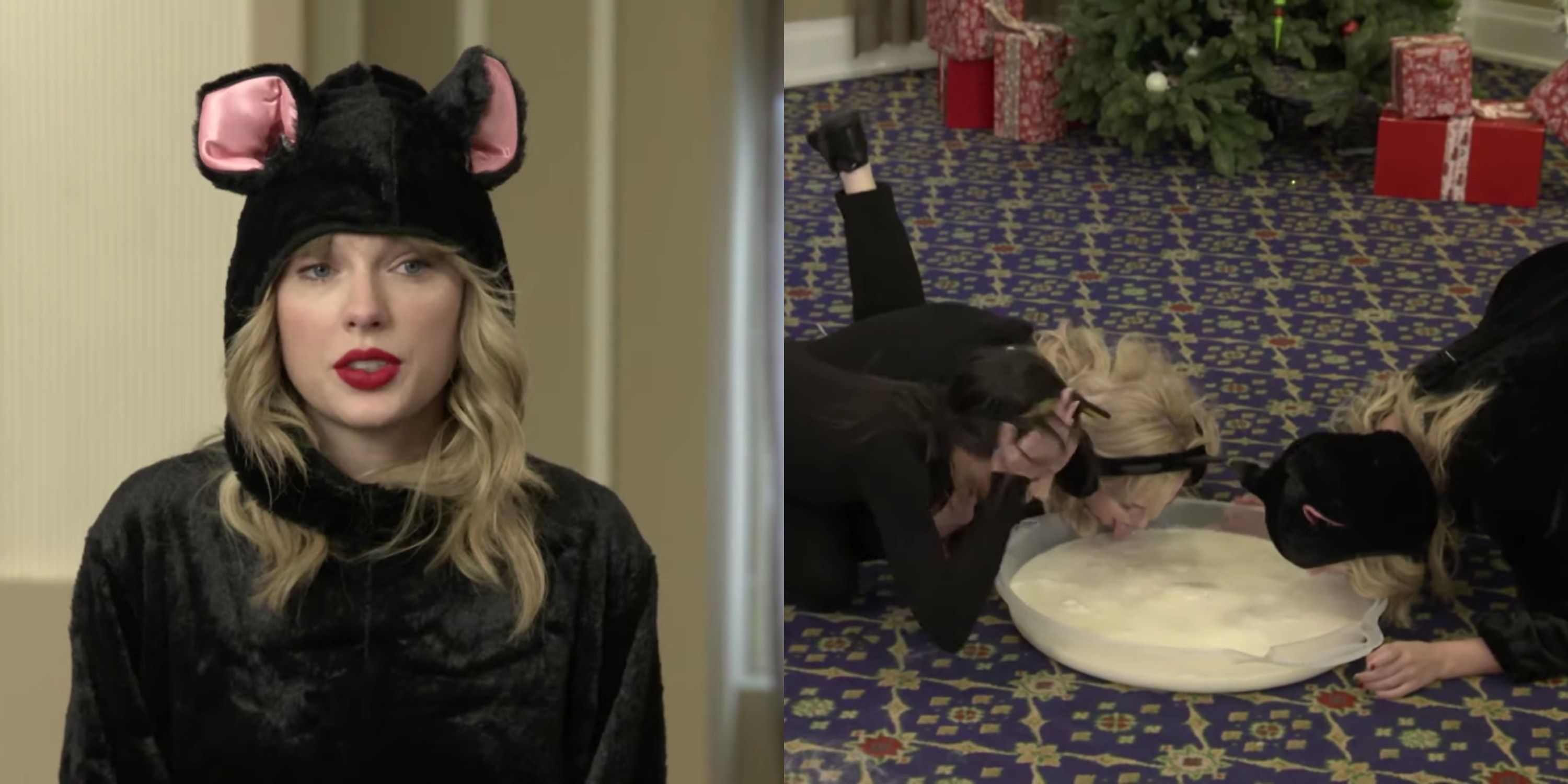 Taylor Swift Drank Milk Out Of A Giant Dish While In Cat