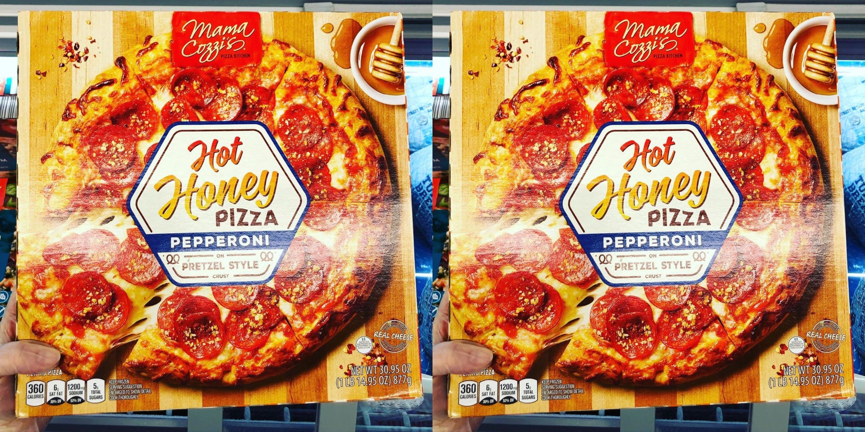 Aldi Has Pepperoni Pizza On A Pretzel Crust And Drizzled With Hot Honey