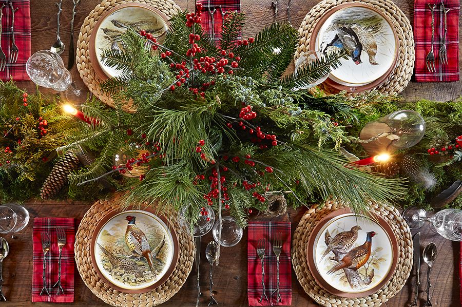Christmas Theme Plaid Tree Elk Pattern Heat Insulation Fork Placemat Table Mats 