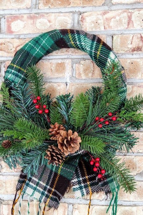 plaid scarf wreath
