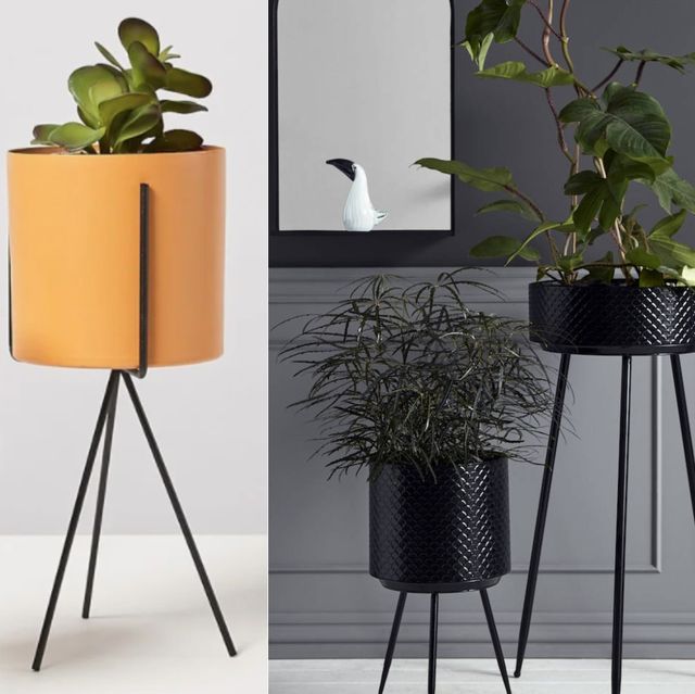 Large indoor floor planter with stand