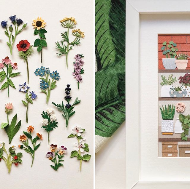 Flores y plantas de papel en miniatura