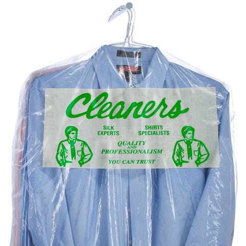 Plastic Bag of Dry Cleaned Shirts