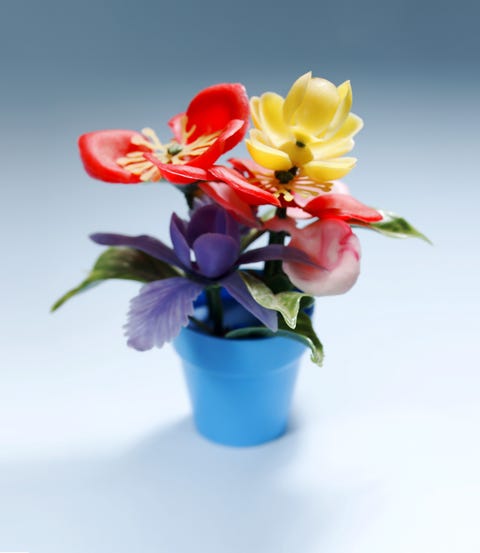 Plastic Flowers in Pot