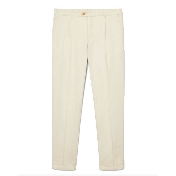 mens white pleated trousers