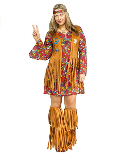 Hippie Peace Loving Gorgeous Ladies Fancy Dress 60?s 70?s Costume 