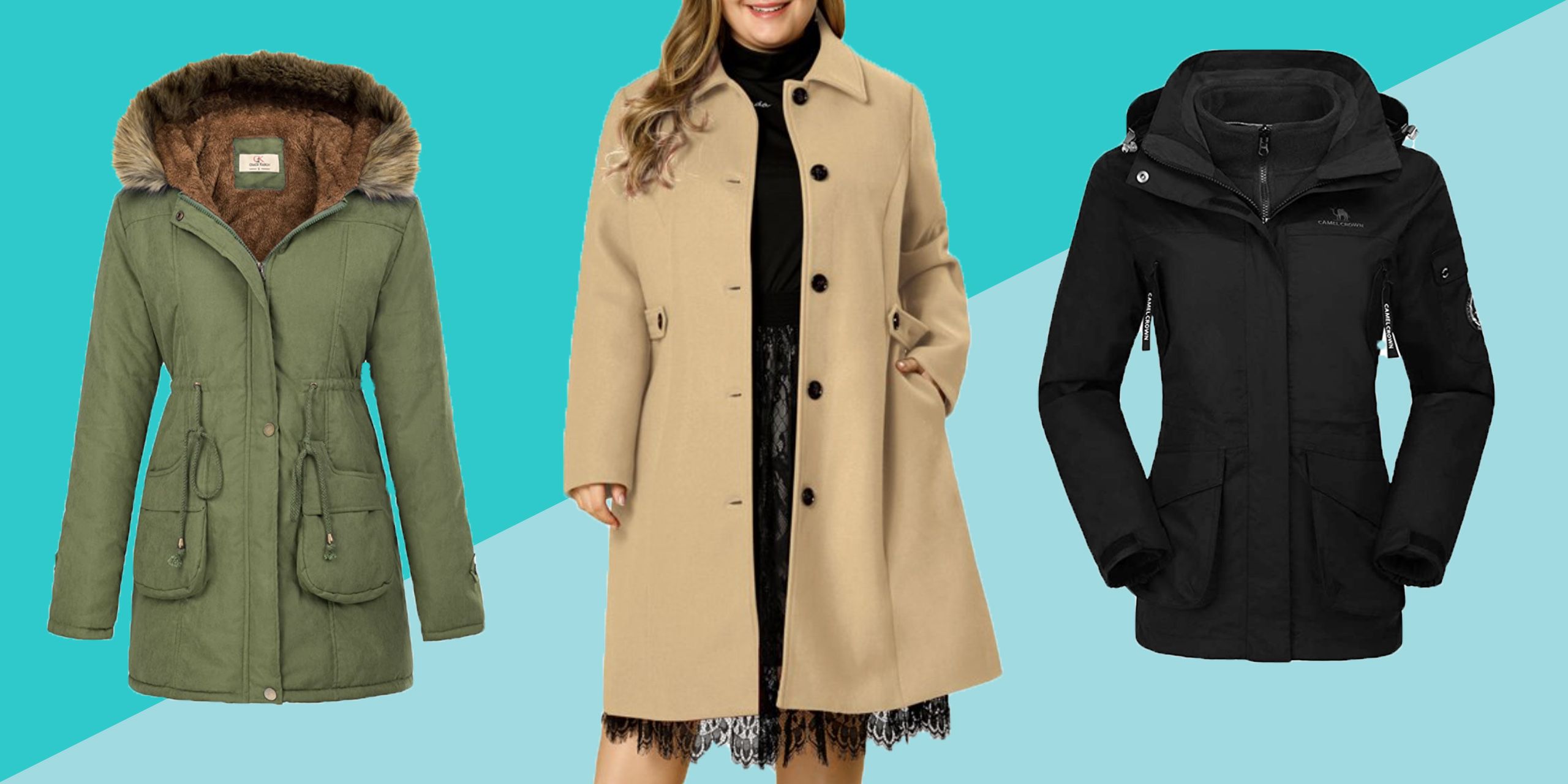 aihihe Women’S Jacket Coat for Winter Plus Size Faux Fur Outdoor Warm Hooded Coats Jackets Outwear Overcoat Parka 