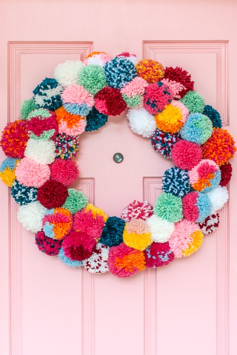pom pom wreath outdoor christmas decorations