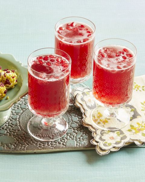 pomegranate sparklers with napkins on tray