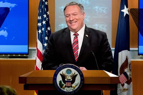 us secretary of state mike pompeo smiles as he speaks at a news conference at the state department on april 29, 2020, in washington,dc photo by andrew harnik  pool  afp photo by andrew harnikpoolafp via getty images