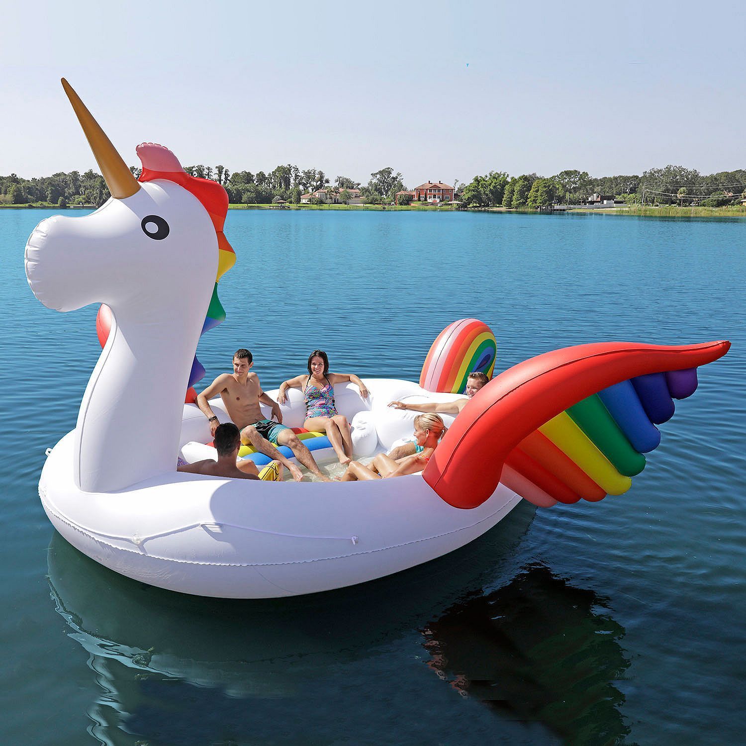 Funky Inflatable Giant Flamingo Unicorn Pool Float Beach Swimming Lounger 