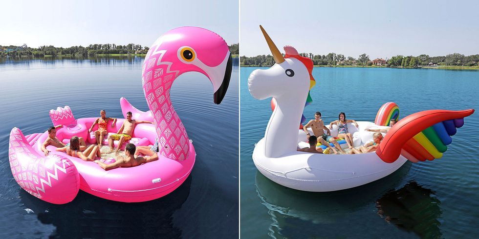 Inflatable Pink Flamingo Floating Can Holder For the Pool Set of 6