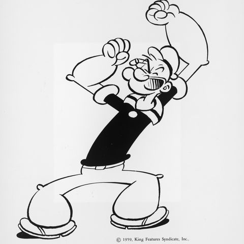 popeye with fists in air