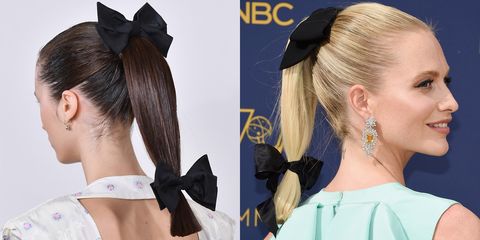 Poppy Delevingne, Emmys 2018, Emilia Wickstead, runway, catwalk, look, Emmys, bows, hairstyle, hair