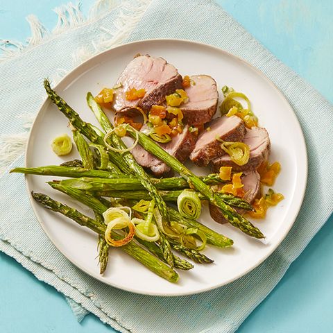 Pork with Roasted Asparagus and Apricot Relish Recipe