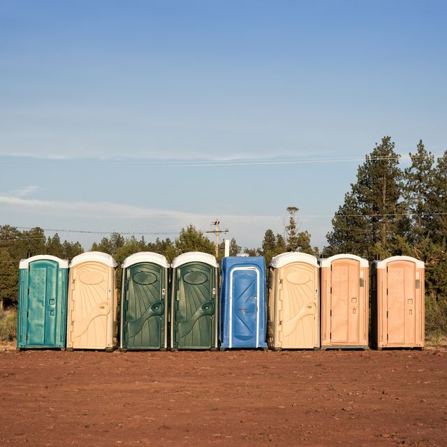 portable toilets at the roadside