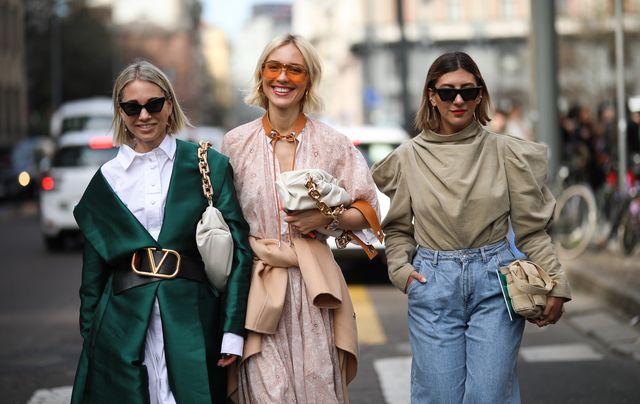 milan, italy   february 21 karin teigl, viktoria rader and aylin koenig are seen before sportmax during milan fashion week fallwinter 2020 2021 on february 21, 2020 in milan, italy photo by jeremy moellergetty images