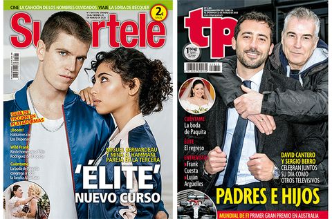 'Élite' en la portada de Supertele y David Cantero, con su hijo Sergio Berro, en la portada de TP.