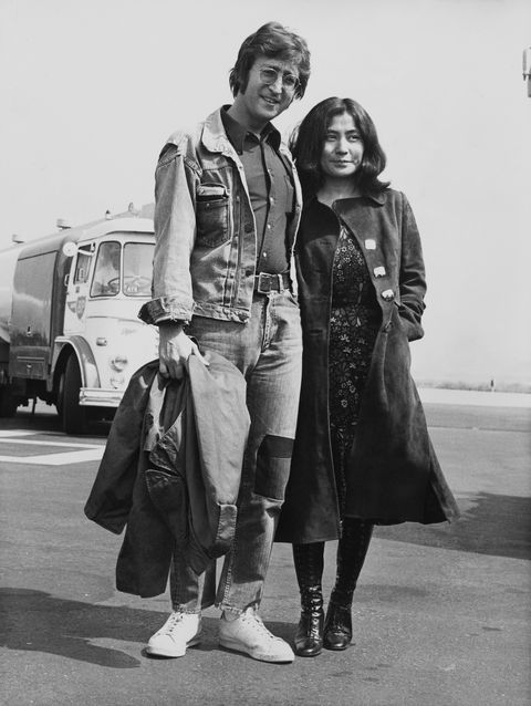 Portrait Of John Lennon And Yoko Ono Going To Cannes Festival At Nice In France During Seventies