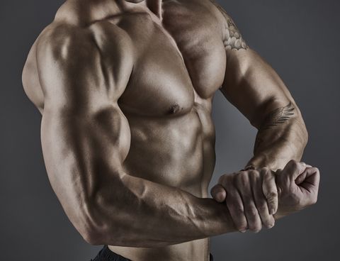 Portrait of muscular male bodybuilder.