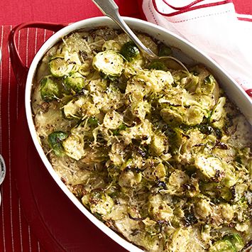 potato and brussels sprouts gratin