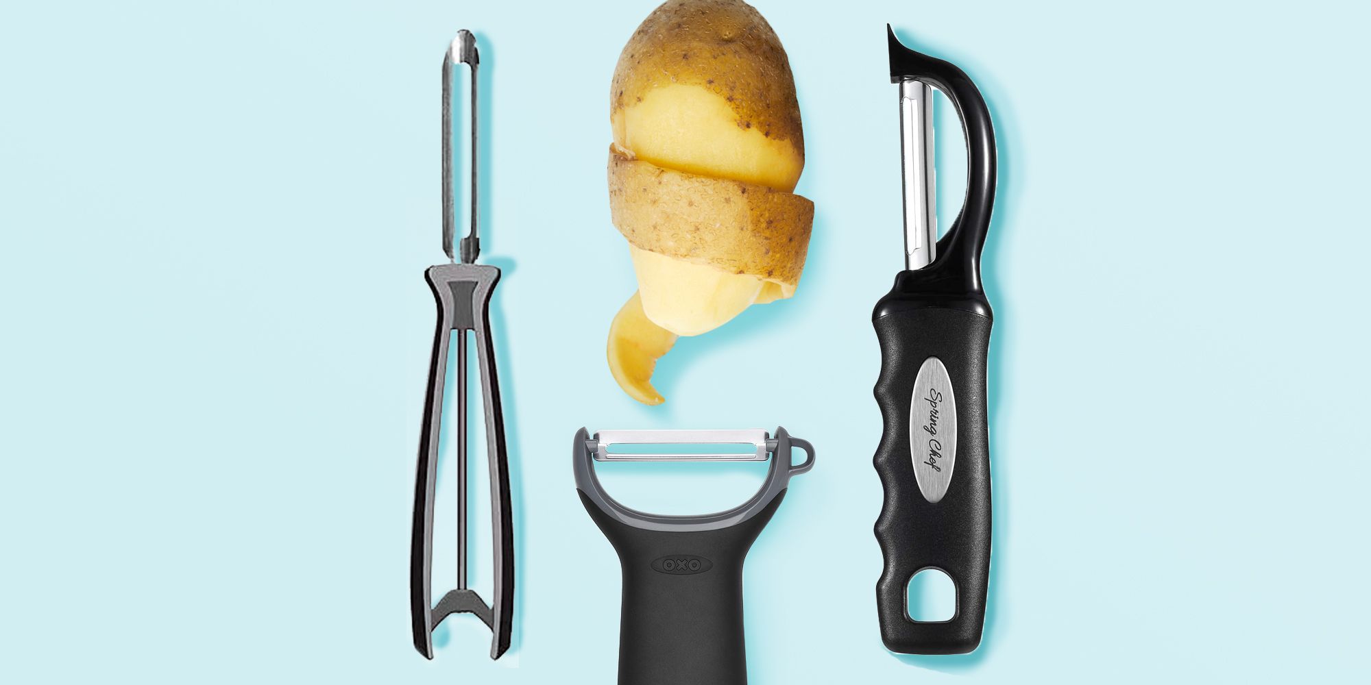 Spring Chef Vegetable Peeler Set with Stainless Steel Swivel Blade for Potato Citrus Apple Carrot